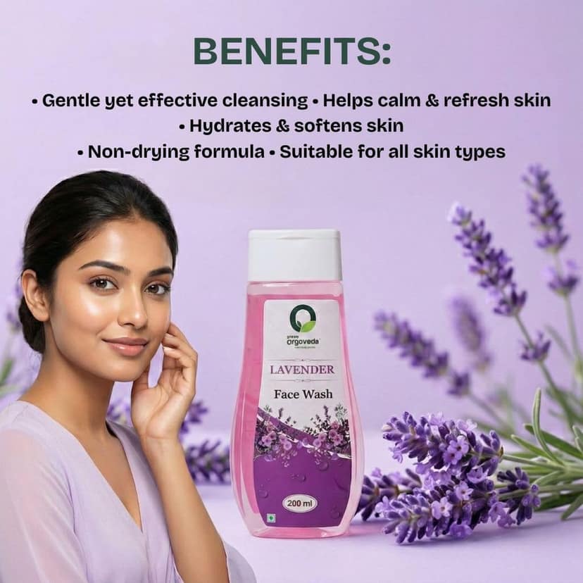 Lavender Face Wash (Pack of 2) | Soothing & Hydrating Face Cleanser | Gentle Daily Face Wash for All Skin Types | Natural Glow & Skin Freshness | 200 ml view 3
