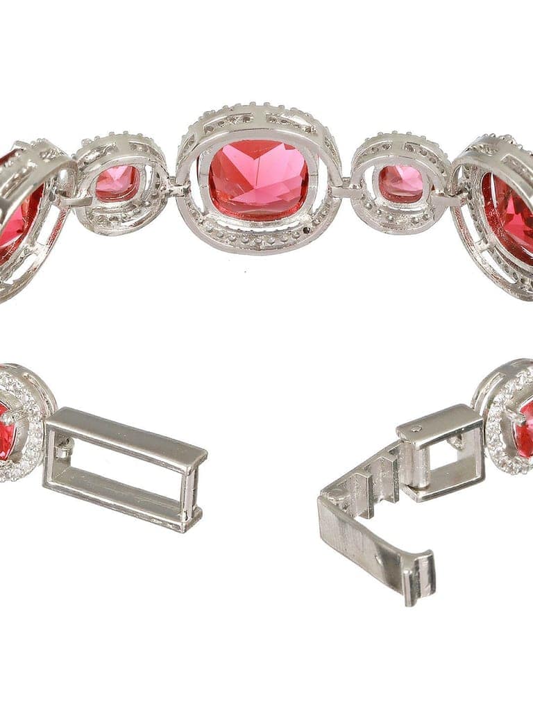 Rhodium Plated Red Zircon Studded tennis Wraparound Bracelet view 5
