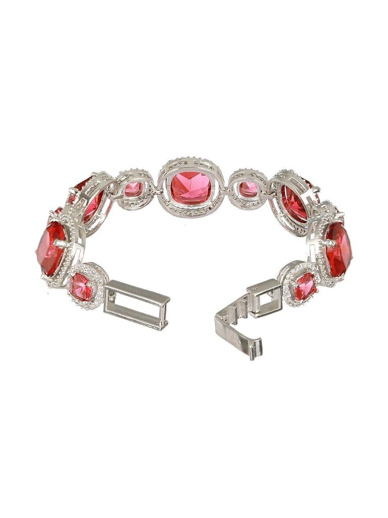 Rhodium Plated Red Zircon Studded tennis Wraparound Bracelet view 6