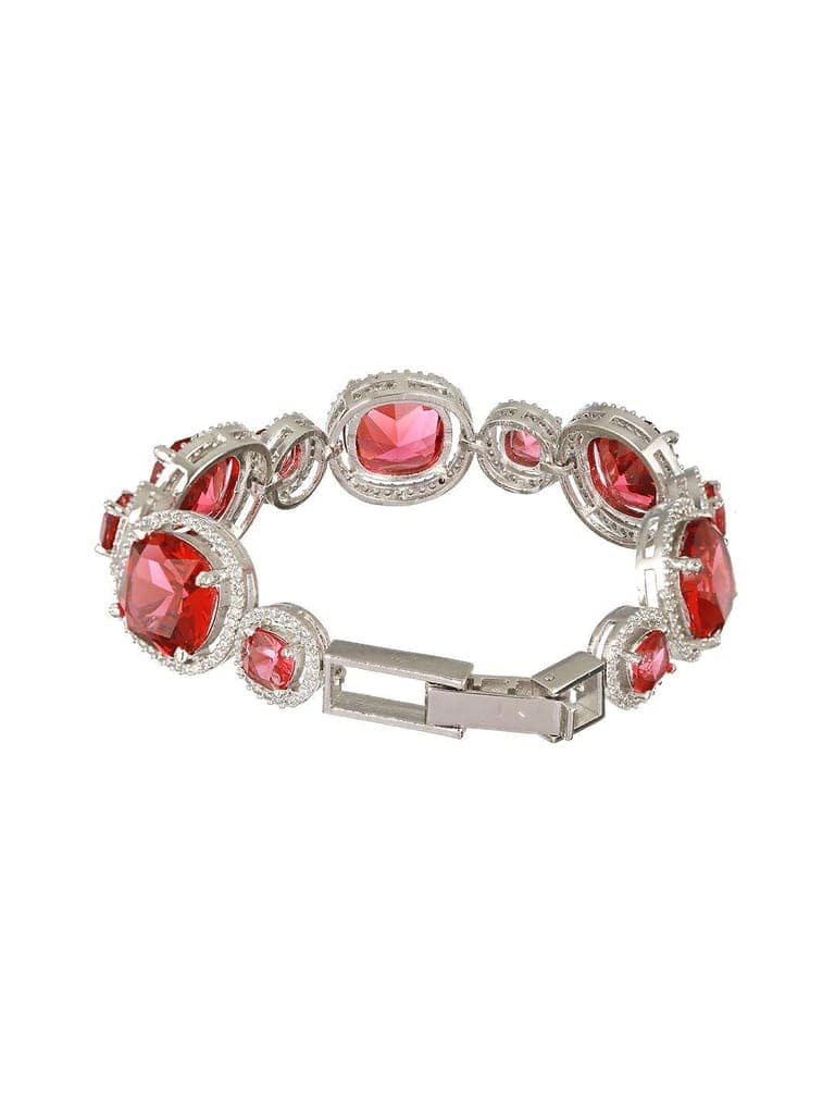 Rhodium Plated Red Zircon Studded tennis Wraparound Bracelet view 8