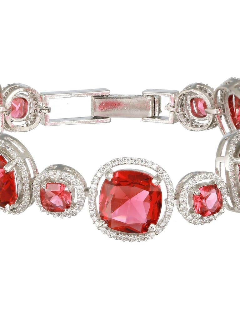 Rhodium Plated Red Zircon Studded tennis Wraparound Bracelet view 9