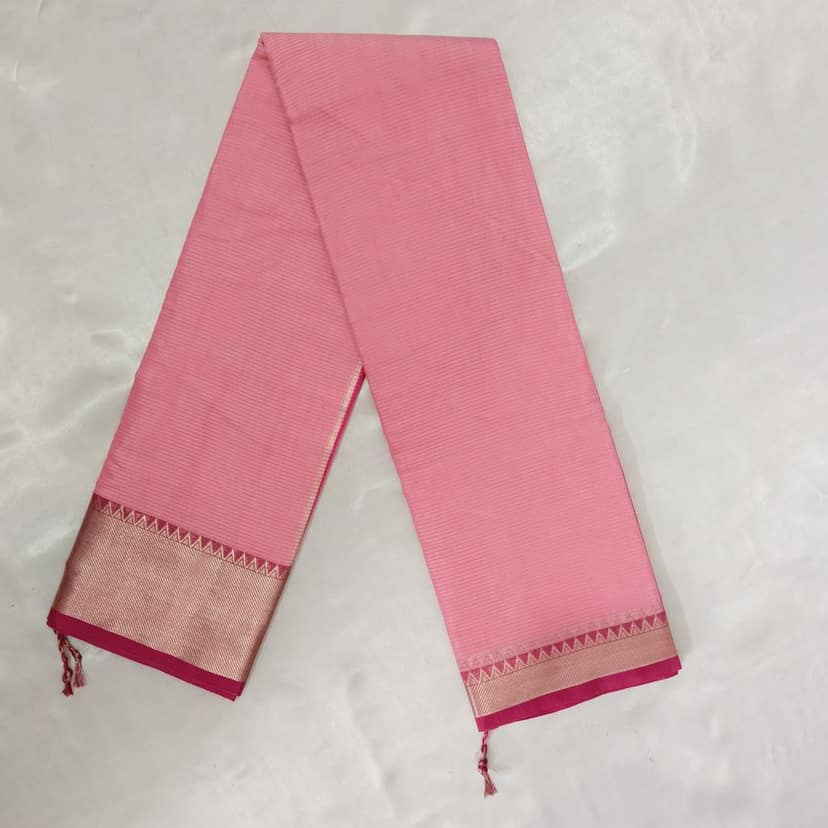 Cotton Saree with Blouse - Baby Pink view 2
