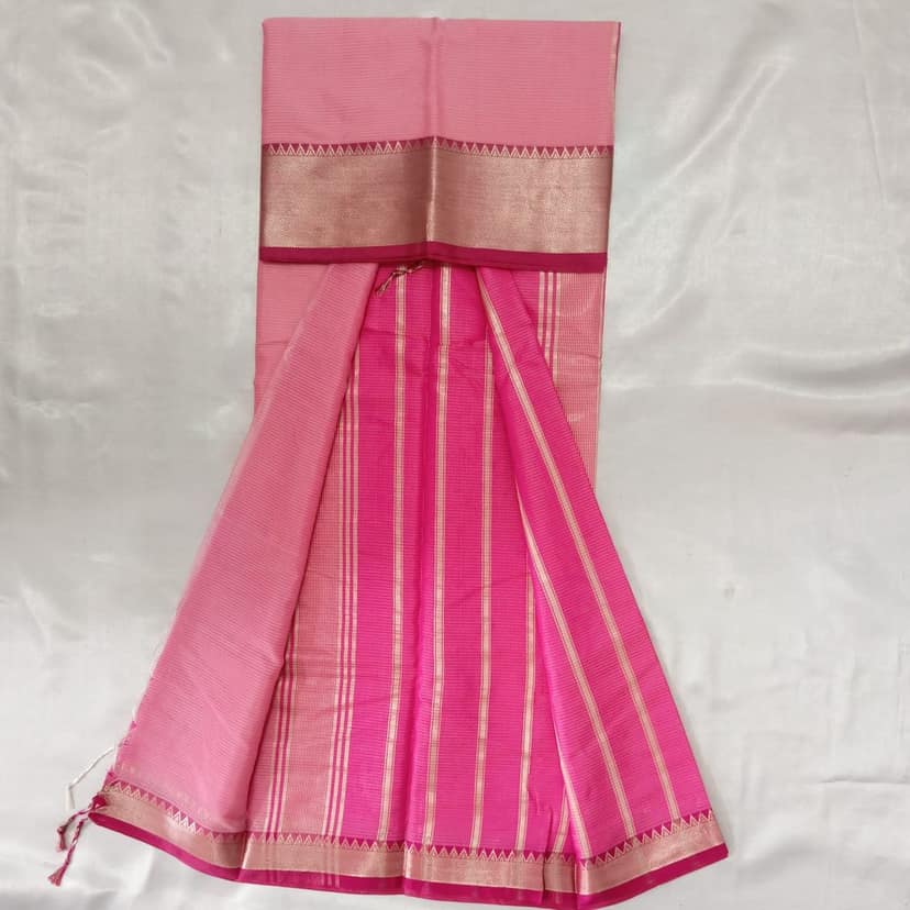 Cotton Saree with Blouse - Baby Pink view 3