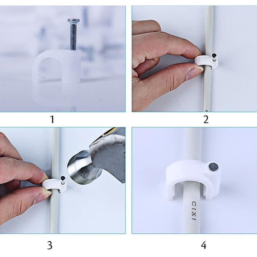 100 Pc 6 MM Cable Clip used in all kinds of wires to make them stuck and holded in walls etc. view 4