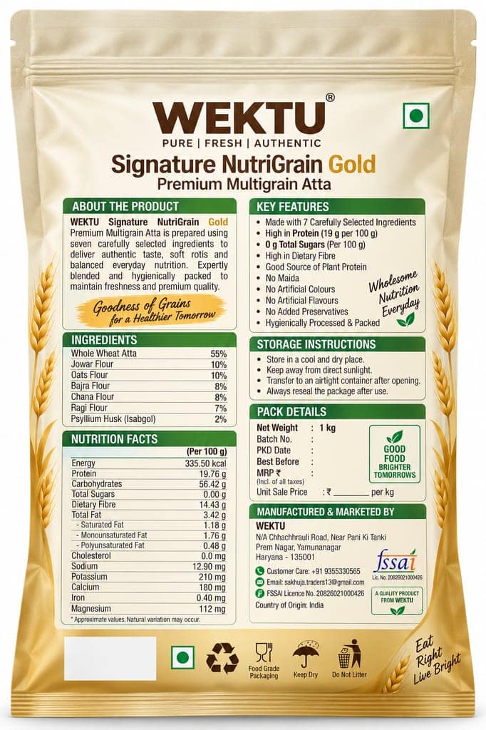 WEKTU Heritage Gold Multigrain Nutrition Blend Aata. view 2