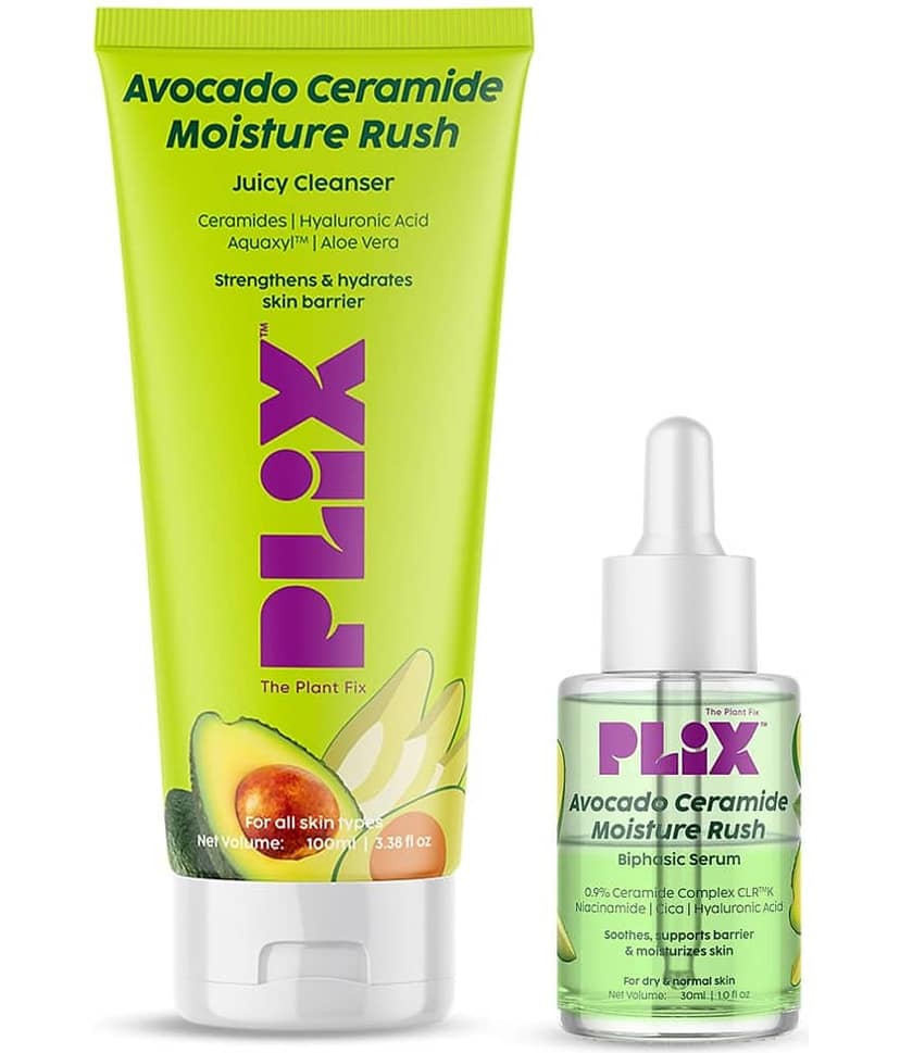Plix Barrier Repair Regime with Avocado Ceramide Moisture Rush Serum & Cleanser(Pack of 2)