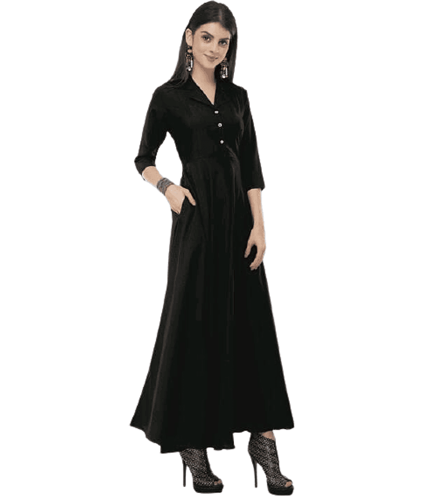 TOGZZ Women Crepe A-line Dress ( Black ) view 2
