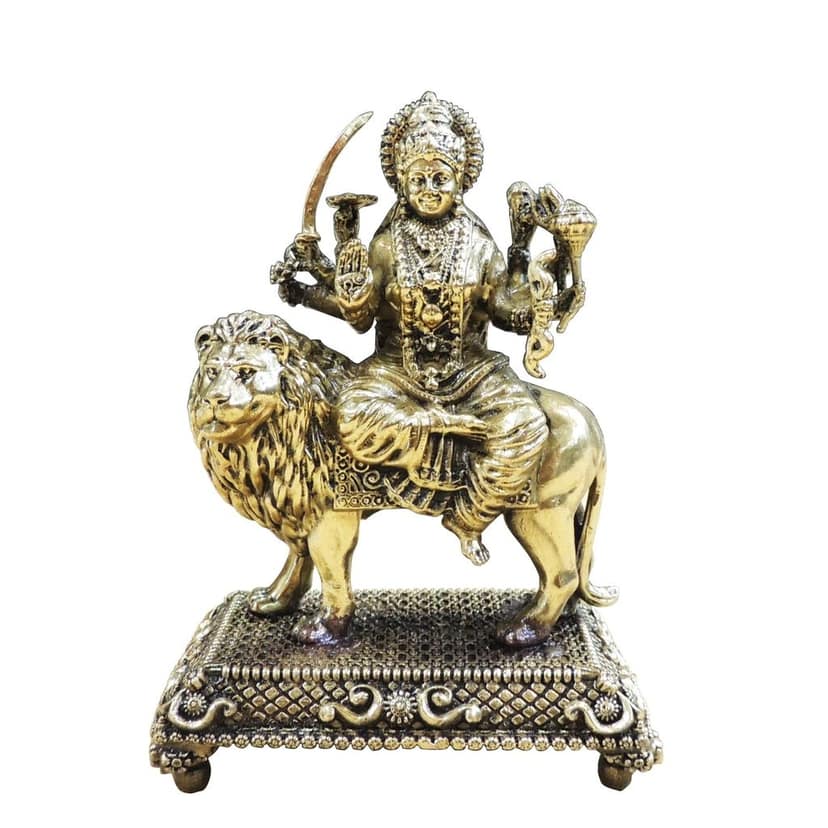Premium Brass Durga Mata Statue for Mandir, Height : 4.7 Inch (BSMAS1860 C) view 2
