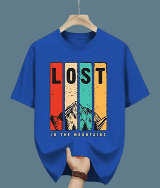 ELBATROSS Men Polyester Regular Fit Printed T-Shirt ( Sky Blue )