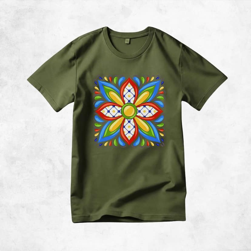 Trishoolin Vibrant Mandala Bloom Theme T-Shirt | Design 30110MB | Cotton Regular Fit | Crew Neck / Round Neck Half Sleeve | Pack of 1 view 2