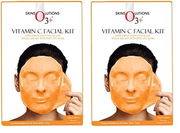 O3+ Vitamin C Facial Kit Depigmentation Single use Kit with Peel Off Mask for Instant Radiance and Even Skin Tone | Vita C Glow Normal, Combination Skin, 45g O3+ Vitamin C Facial Kit Depigmentation Single use Kit with Peel Off Mask for Instant Radiance a
