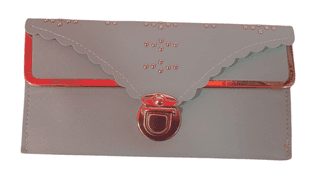 Women's Faux Leather Wallet with Button Closure and Decorative Studs