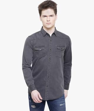 Kuons Avenue 100% Cotton Regular Fit Solids Full Sleeves Men's Casual Shirt - Grey ( Pack of 1 )