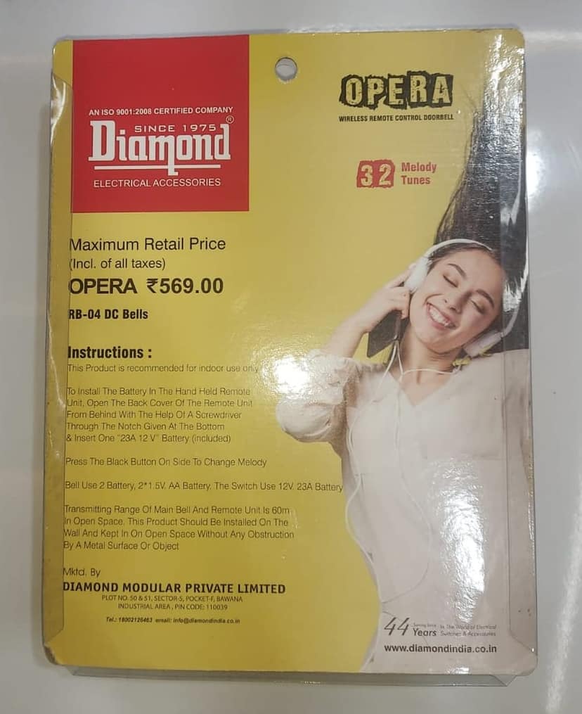 DIAMOND WIRELESS REMOTE CONTROL DOORBELL (6 MONTHS WARRANTY) view 3