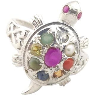 RS Jewellers 92.5 Silver Ring 5.408 Gram Metal Sapphire Gold Plated Ring