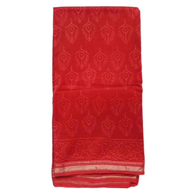 HANDLOOM MAHESHWARI SAREE- (COTTON+SILK MIX) WITH BLOUSE (SKU - 3I0102030422 SAREE- 100) view 5