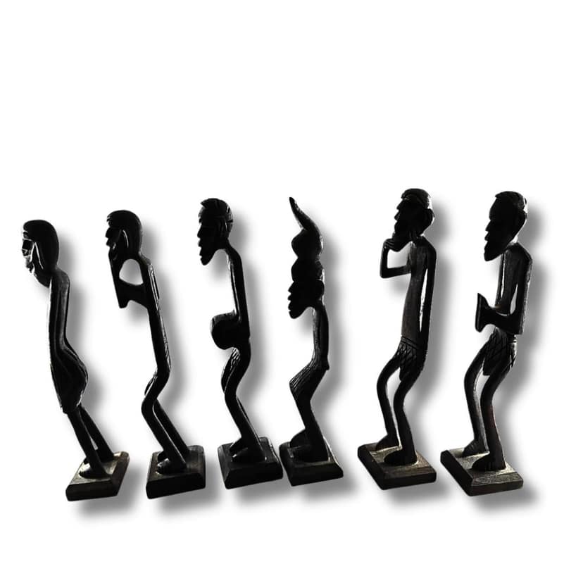 Handcrafted African Tribal Wooden Figurines Set of 6 view 2