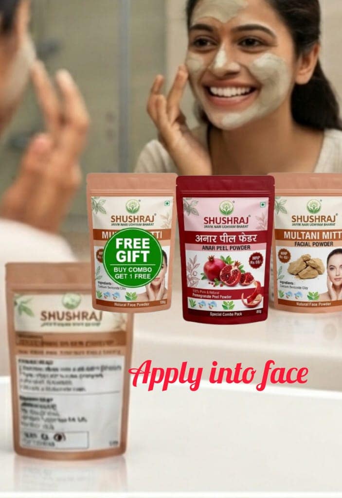 Shushraj Jaivik - Organic Herbal Skincare & Facial Powder Combo Pack with Gift Pack of Multani Mitti Powder 100G view 4