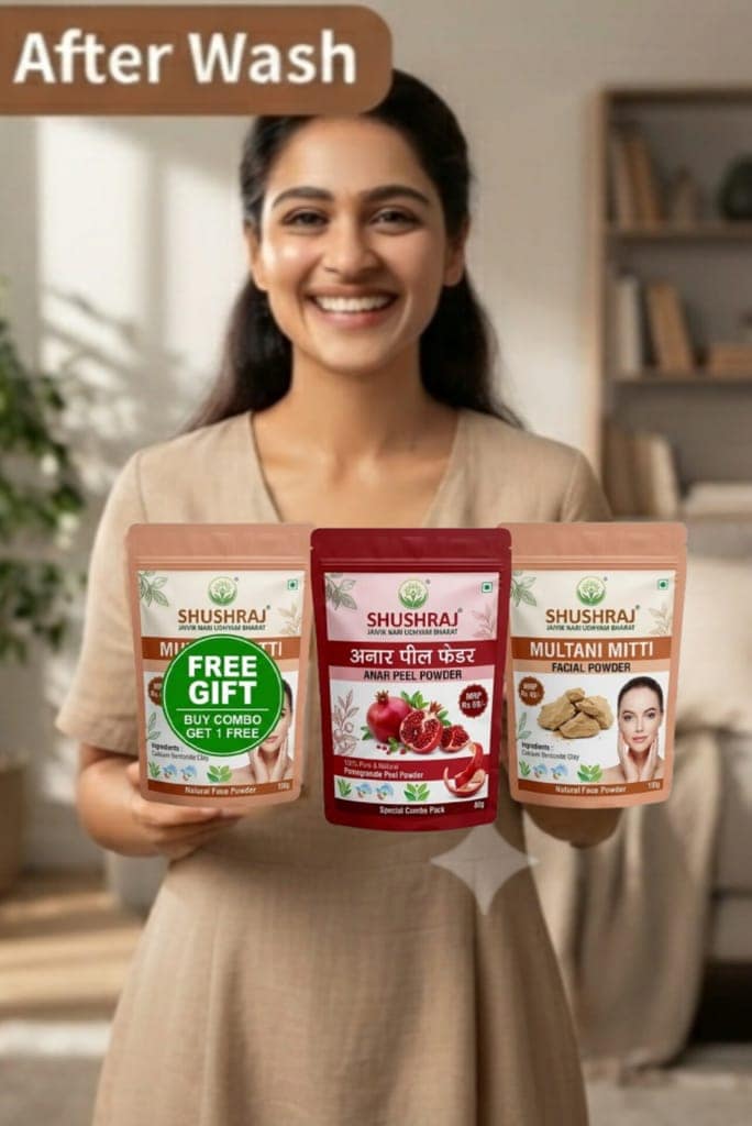 Shushraj Jaivik - Organic Herbal Skincare & Facial Powder Combo Pack with Gift Pack of Multani Mitti Powder 100G view 7
