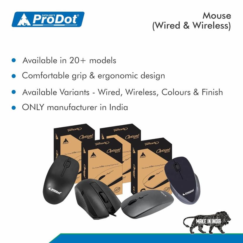 ProDot Universal MU 175 Optical PS/2 Wired Mouse with 3 Buttons, 1000 DPI Compatible with Windows, Mac & Linux (Colour: Solid Black), Pack of 2 view 4