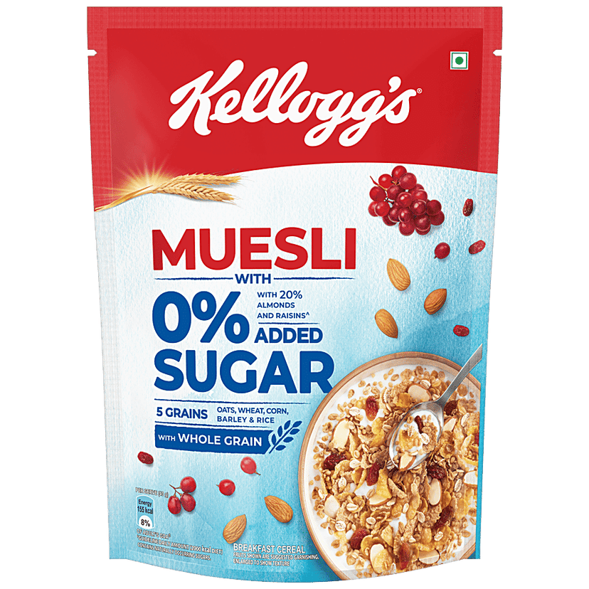 Kelloggs Muesli - With 0% Added Sugar, 500 g Pouch