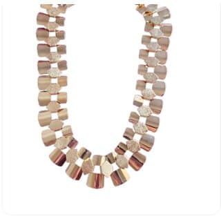 Gold Tone Tile Statement Design Necklace with Studded Earrings Set Studded Statement Necklae for women