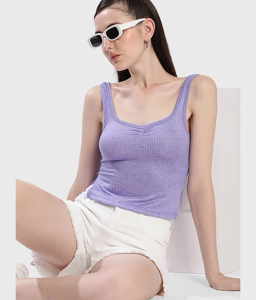 Bene Kleed Women's Polyester Drawstring Top ( Purple ) view 3