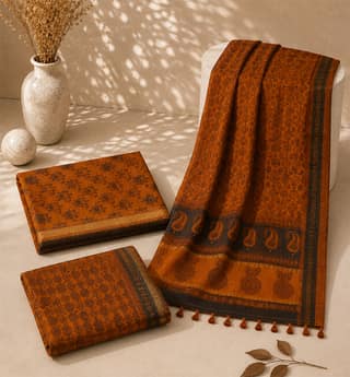 Handcrafted Bagh Print Maheshwari Silk Cotton 3 Piece Suit Set