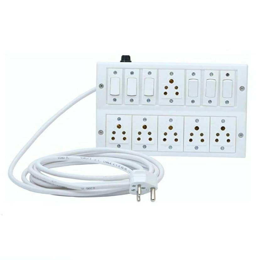 INDRICO? Heavy Duty (6+6) Anchor 1.5mm 3 Core Heavy Wire Extension Board (White) (4 Meter Cable)