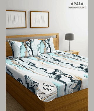 Apala Microfibre 1 King Fitted Bedsheet with 2 Pillow Covers ( 198 cm x 182 cm ) , Multi