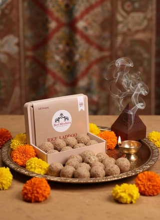 Desi Mitahara's Rice Ladoo - Made with Rice, Jaggery & Cow Ghee - Traditional Indian Sweet - Healthy, Nutritious Snack - 480g Pack - No Artificial Colours - Suitable for All Ages