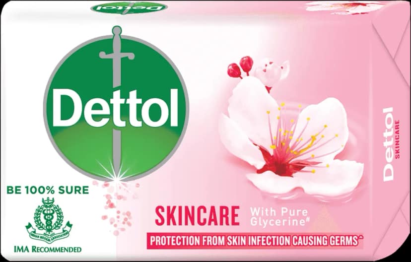Dettol Skincare Pure Glycerine Soap, Protection From Skin Infection Causing Germs, 125G