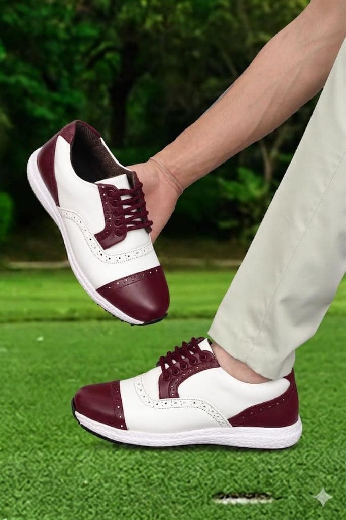 HITCARO® Men's Genuine Leather Lace-up Professional 100% Waterproof Premium Gold Golf Shoes PR-5407 view 5