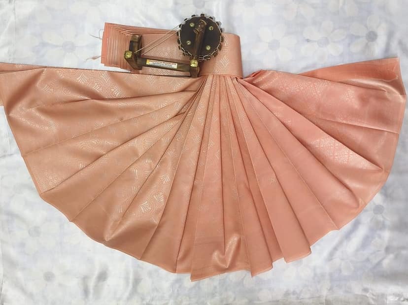 Kubera Silk Cottton Saree with Blouse - Peach Orange view 3