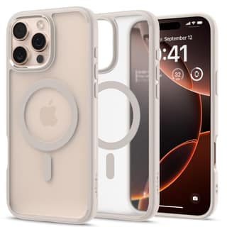 Spigen Ultra Hybrid MagFit Back Cover Case for iPhone 16 Pro Max, MagSafe Compatible, Air Cushion Technology - Polycarbonate + TPU | Frost Natural Titanium Spigen Ultra Hybrid MagFit Back Cover Case for iPhone 16 Pro Max, MagSafe Compatible, Air Cushion