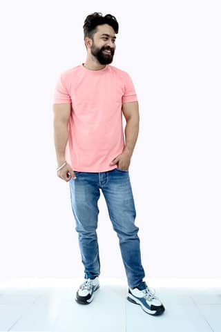 Ultra Soft Solid Peach T Shirt (Size - M)