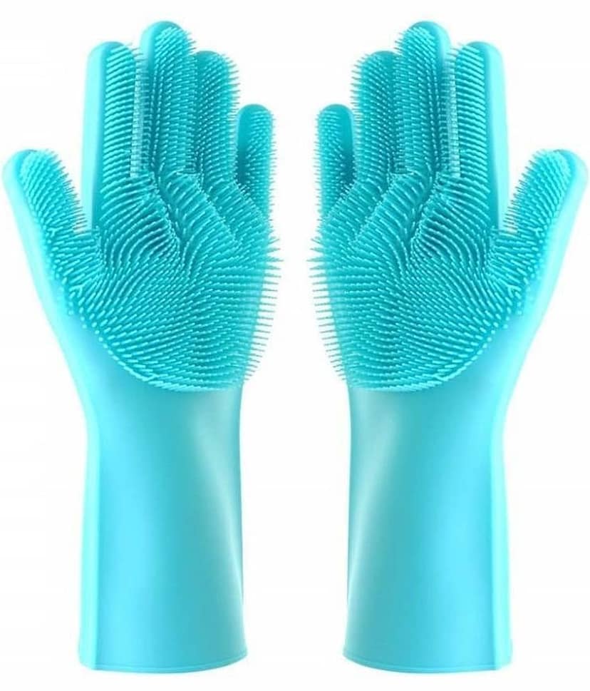 Washing Silicon Hand Gloves 2 pcs with Scrubber for Kitchen Cleaning