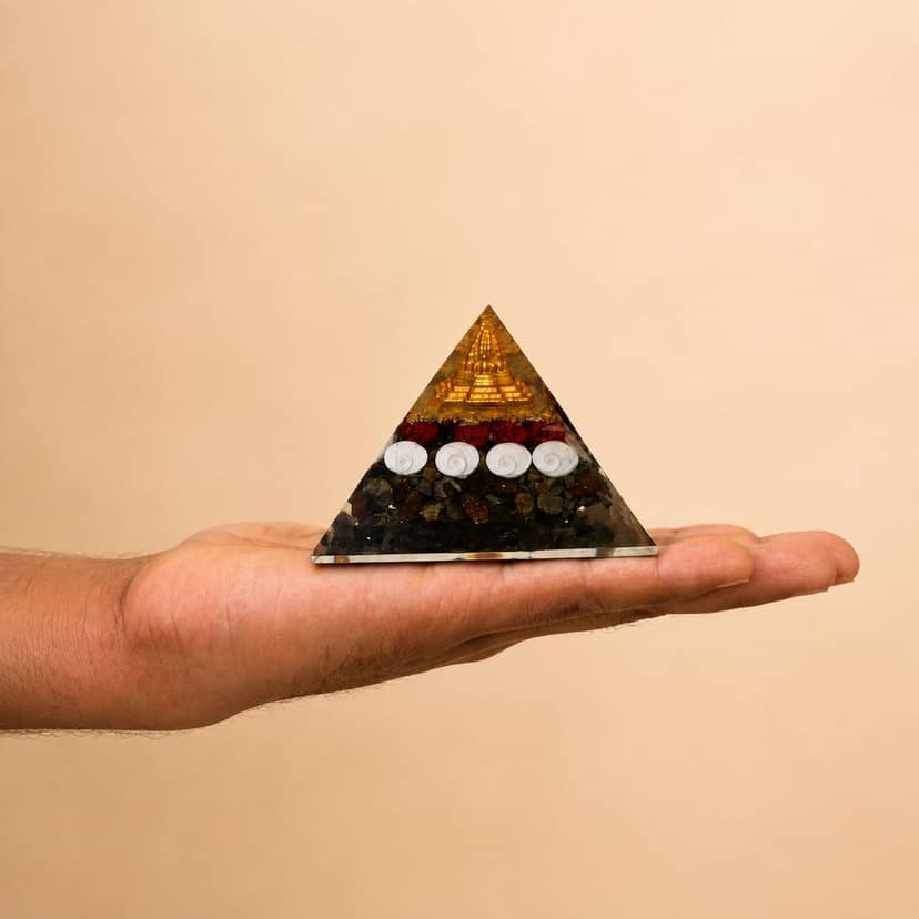 Shree Yantra Lakshmi Orgone Pyramid with Gomti Chakra & Rudraksha | Vastu & Spiritual Decor | Home, Office & Pooja Room view 2