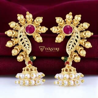 Vivastri Pearl Drops Gold Plated Alloy Drop Earrings for Women & Girls - VIVA2833ERG-GOLD