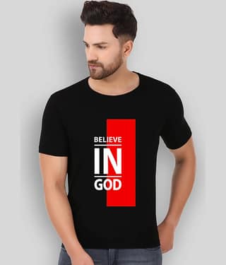 Prabhu Bhakti Pack of 1 Cotton Blend Regular Fit Men's T-Shirt ( Black )