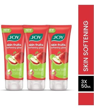 Joy Skin Fruits Softening Glow Pocket Sized Apple Face Wash Natural AHAs Suitable for All skin types 50ml each (Pack of 3)