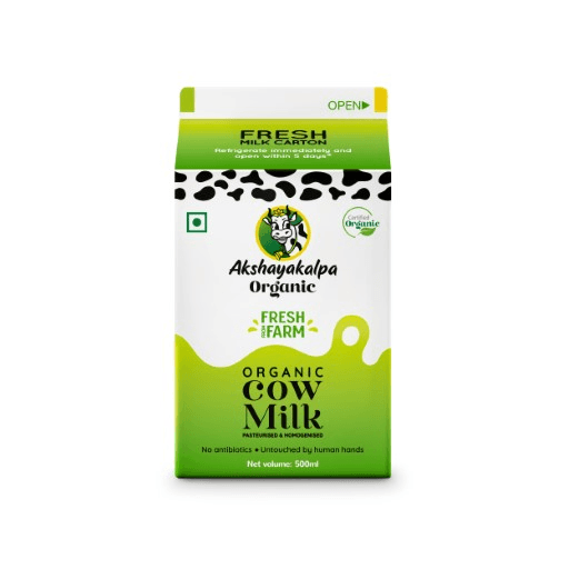 Akshayakalpa Organic Cow Milk Pasteurized & Homogenized-500 ml