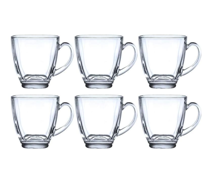 Coffee Glass Mug Set Transparent Heat-Resistant Cups for Green Tea, Lemon Tea, and Coffee (180ml, Set of 6)