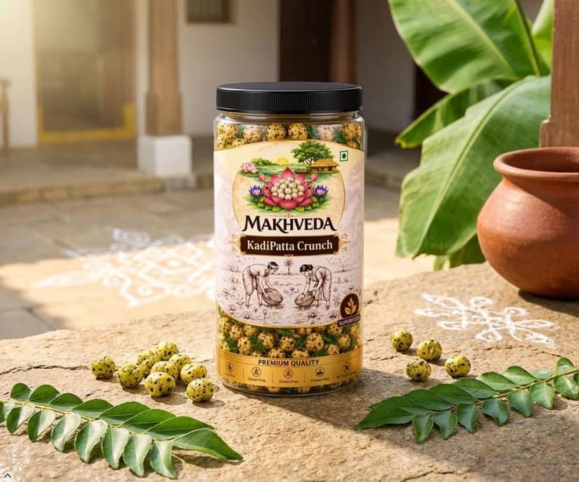 MAKHVEDA - Kadhi Patta Desi Ghee Makhana | Roasted Fox Nuts | Popped Lotus Seeds | Healthy Snack | Low Calorie, High Protein, Gluten Free | Curry Leaf & Ghee Flavour view 3