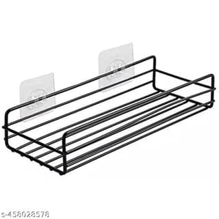 TRYKSHA Stainless Steel Self Adhesive Soap Dish Holder Rack (Black)
