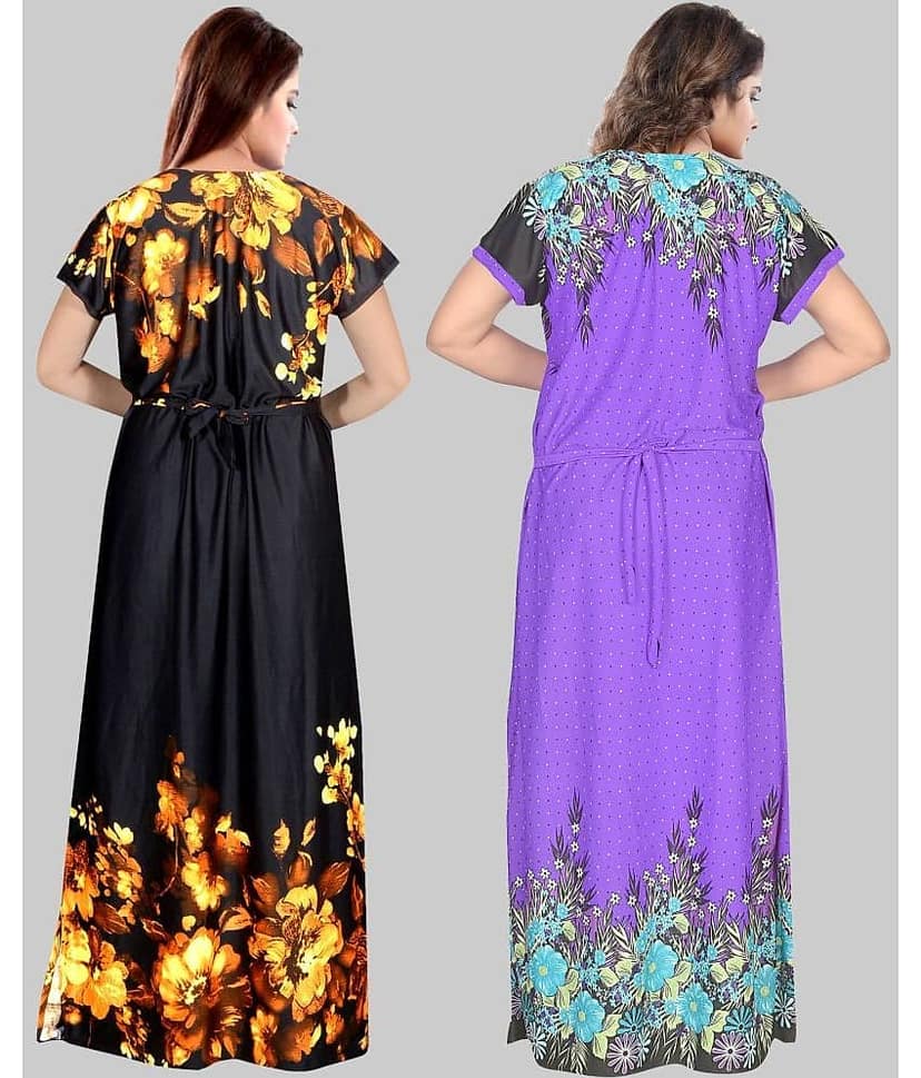 PURSA - Multicolor Satin Women's Nightwear Nighty & Night Gowns ( Pack of 2 ) view 2
