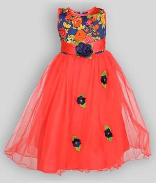 Arshia Fashions Net A-line Dress For Girls ( Pack of 1 , Red )