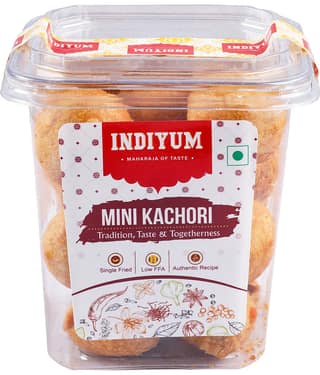 Indiyum Mini Kachori, Traditional Indian Snack, Single Fried, 400g