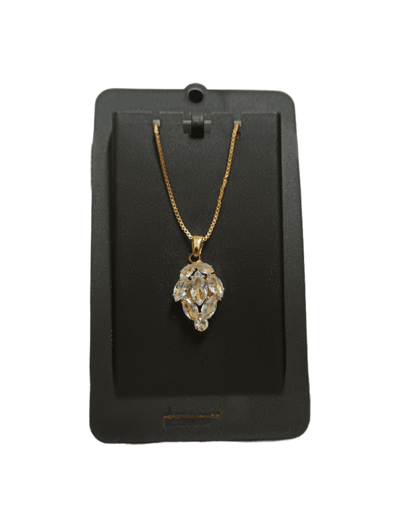 Gold-Plated Floral Pendant CZ Necklace for Women | Lightweight Party Wear Imitation Jewellery | Trendy Gift for Wife