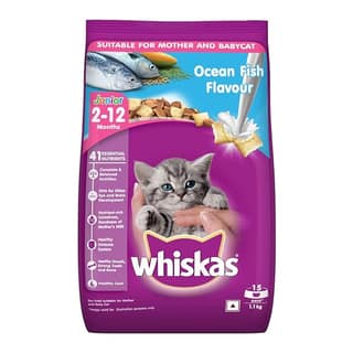 Whiskas Kitten (2-12 months) Dry Cat Food, Ocean Fish with Milk 1.1 kgs
